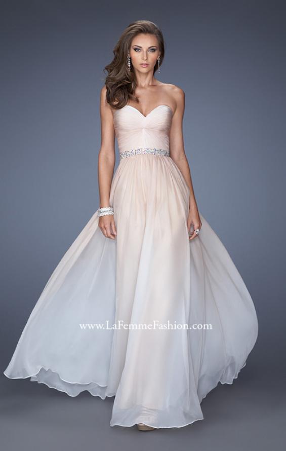 Picture of: Long Ombre Prom Dress with Twisted Gathered Bodice in Nude, Style: 19897, Main Picture