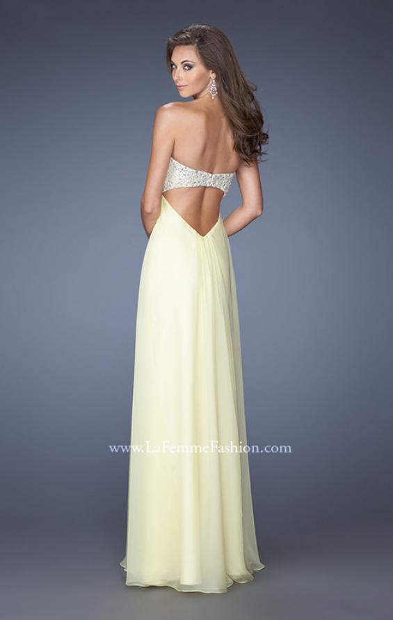 Picture of: Strapless Empire Waist Prom Dress with Pearl Lining in Yellow, Style: 19902, Back Picture