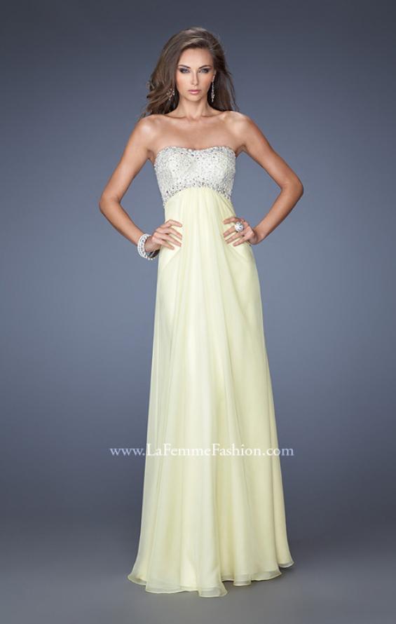 Picture of: Strapless Empire Waist Prom Dress with Pearl Lining in Yellow, Style: 19902, Detail Picture 1