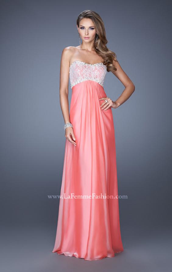 Picture of: Strapless Empire Waist Prom Dress with Pearl Lining in Pink, Style: 19902, Detail Picture 2