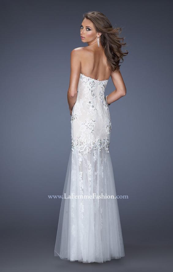 Picture of: Sweetheart Trumpet Gown with Sheer Lace Skirt in White, Style: 19963, Back Picture