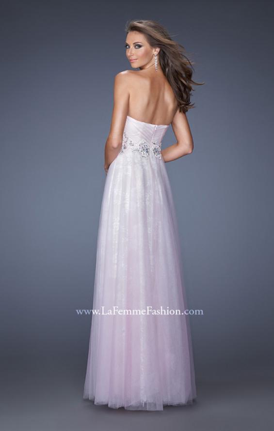 Picture of: Strapless Sweetheart Prom Dress with Lice Lining and Tulle in Pink, Style: 19967, Back Picture