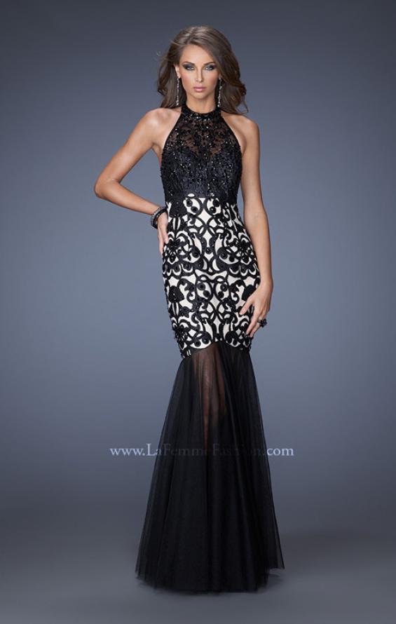 Picture of: Mermaid Style Prom Dress with Halter Neckline and Stones in Black, Style: 19974, Main Picture