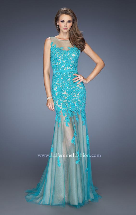 Picture of: Mermaid Style Prom Dress with Boat Neck and Lace in Blue, Style: 19991, Detail Picture 1