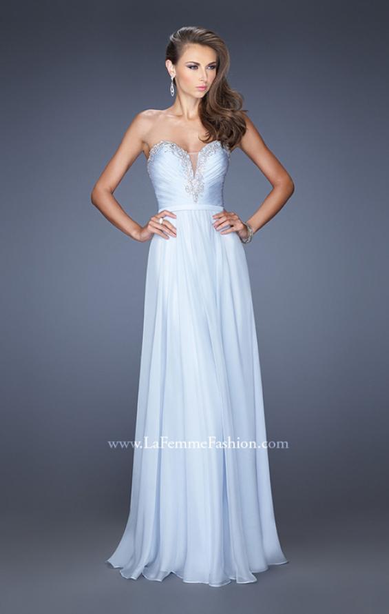 Picture of: Long Vintage Inspired Prom Gown with Beads and Jewels in Blue, Style: 20027, Main Picture