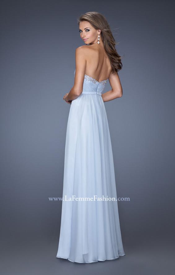 Picture of: Long Vintage Inspired Prom Gown with Beads and Jewels in Blue, Style: 20027, Back Picture
