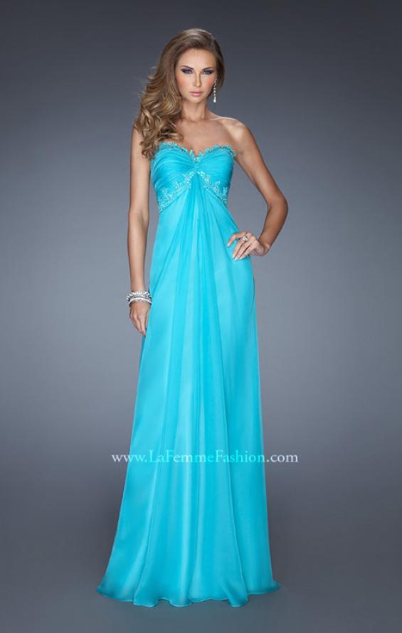 Picture of: Strapless Prom Gown with Empire Waist and Jewels in Blue, Style: 20042, Detail Picture 1