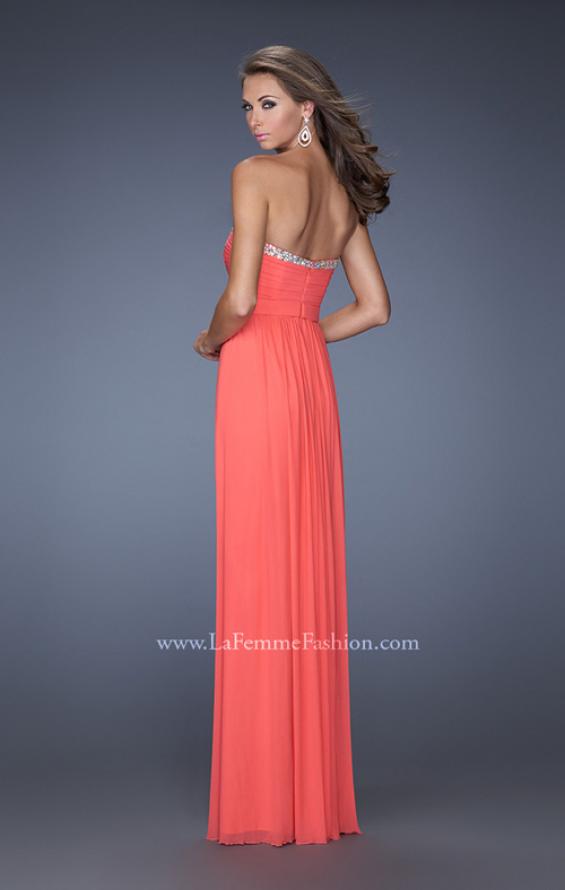 Picture of: Pleated Bodice Net Jersey Long Prom Gown in Orange, Style: 20048, Back Picture