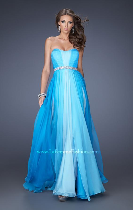 Picture of: A-line Prom Dress with Pearl Belt and Ombre Effect in Blue, Style: 20058, Main Picture
