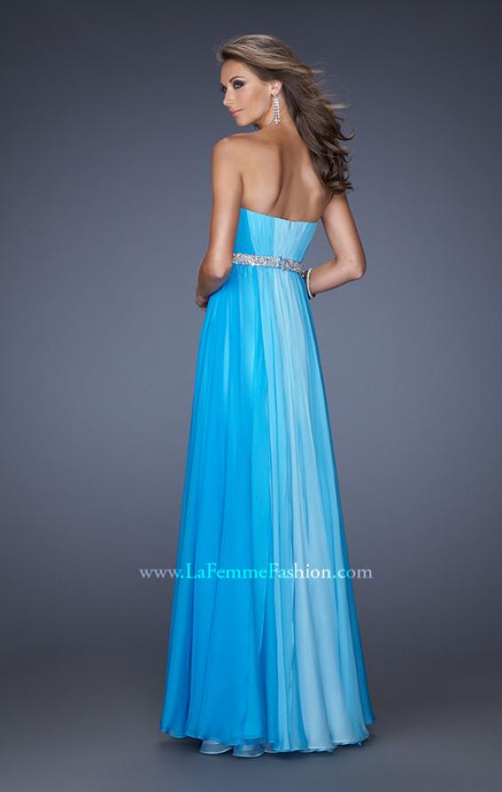 Picture of: A-line Prom Dress with Pearl Belt and Ombre Effect in Blue, Style: 20058, Back Picture