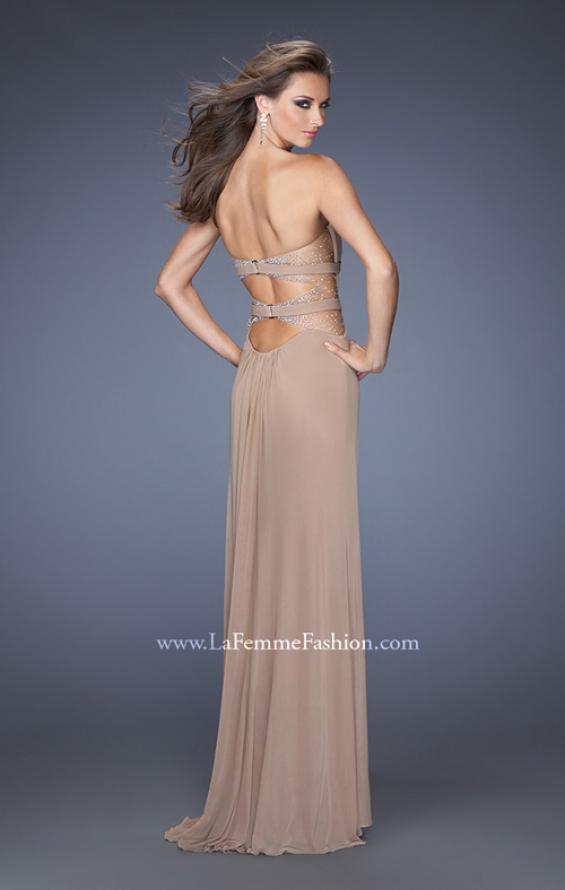 Picture of: Strapless Mini Dress with Floor Length Skirt Overlay in Nude, Style: 20094, Back Picture