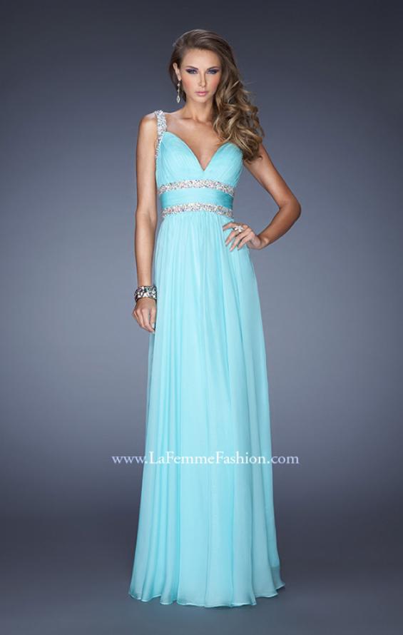 Picture of: Crinkle-Pleated Chiffon Prom Dress with Rhinestones in Blue, Style: 20110, Main Picture