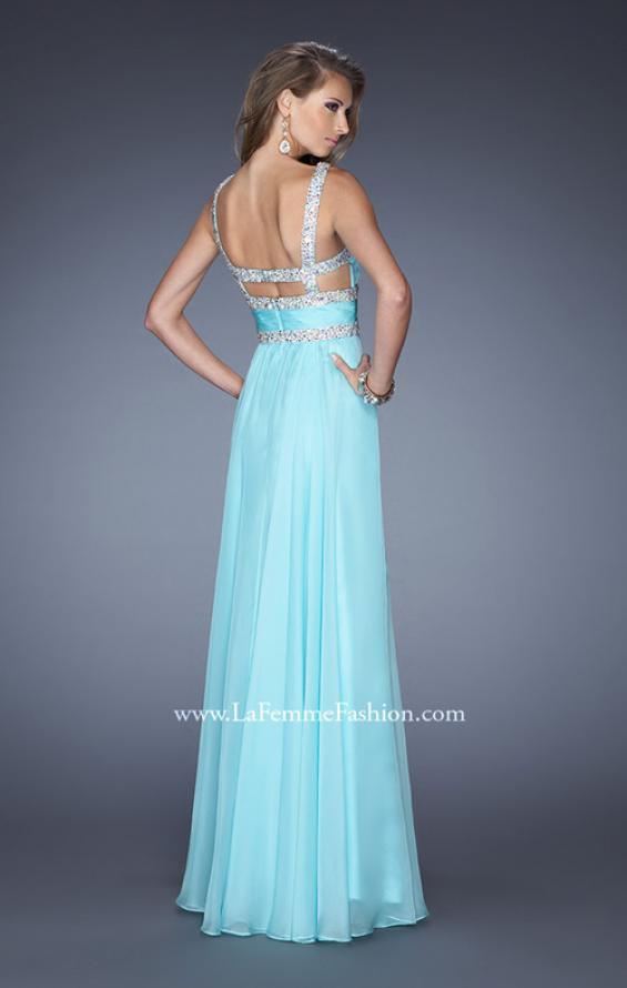 Picture of: Crinkle-Pleated Chiffon Prom Dress with Rhinestones in Blue, Style: 20110, Detail Picture 1