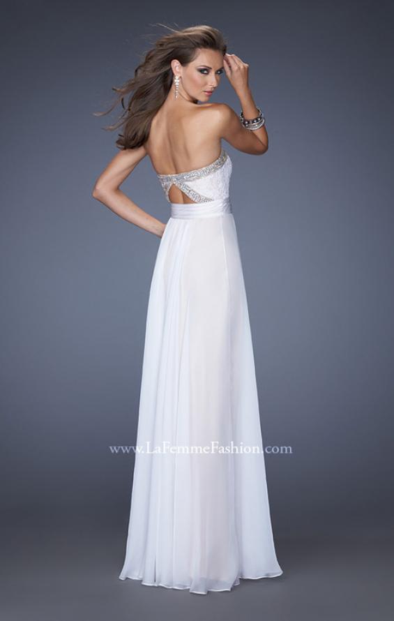Picture of: Strapless Prom Gown with Lace and Sweetheart Neckline in White, Style: 20115, Back Picture