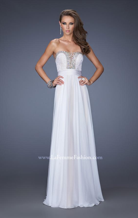 Picture of: Strapless Prom Gown with Lace and Sweetheart Neckline in White, Style: 20115, Detail Picture 1