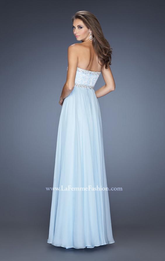 Picture of: Strapless Prom Dress with Gathered Skirt and Stones in Blue, Style: 20128, Back Picture