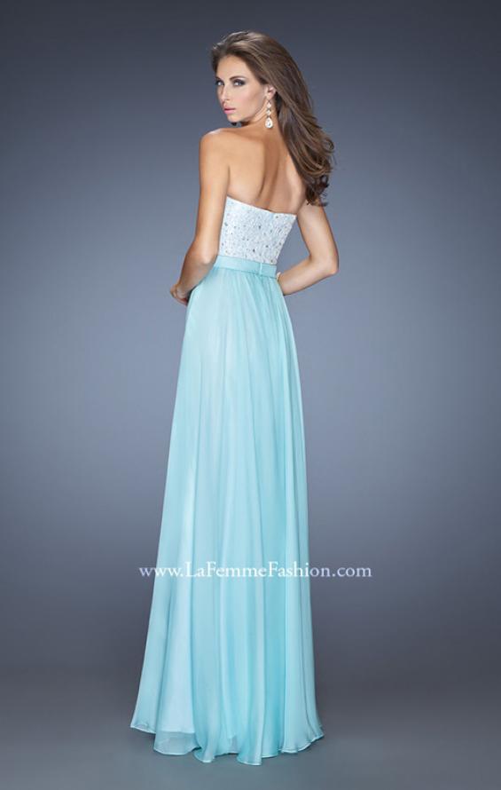 Picture of: Chiffon Prom Dress with Boat Neck and Cap Sleeves in Blue, Style: 20139, Back Picture