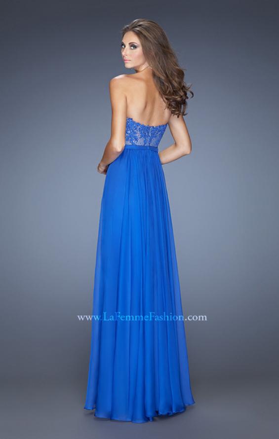 Picture of: Long Sweetheart Prom Dress with Lace and Matching Jewels in Blue, Style: 20393, Back Picture