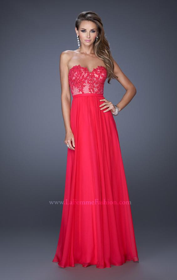 Picture of: Long Sweetheart Prom Dress with Lace and Matching Jewels in Pink, Style: 20393, Detail Picture 2