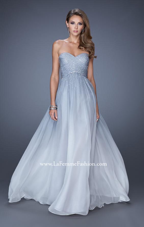 Picture of: Ombre Chiffon Prom Dress with Criss Cross Pleating in Blue, Style: 20404, Detail Picture 1