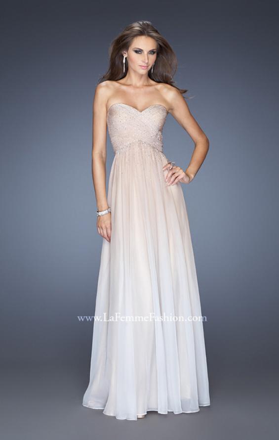Picture of: Ombre Chiffon Prom Dress with Criss Cross Pleating in Nude, Style: 20404, Detail Picture 3