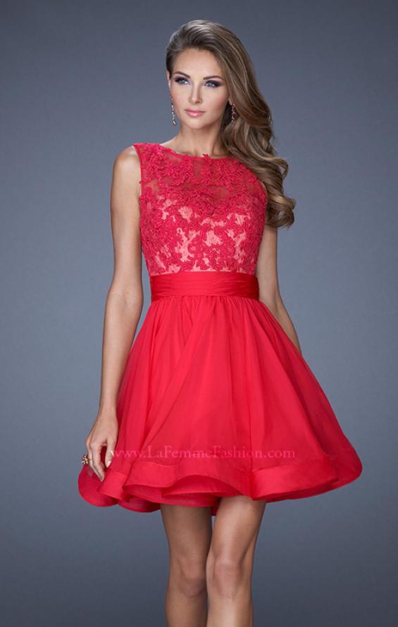 Picture of: Tulle Skirt Short Cocktail Dress with Jewel Details in Pink, Style: 20429, Detail Picture 1