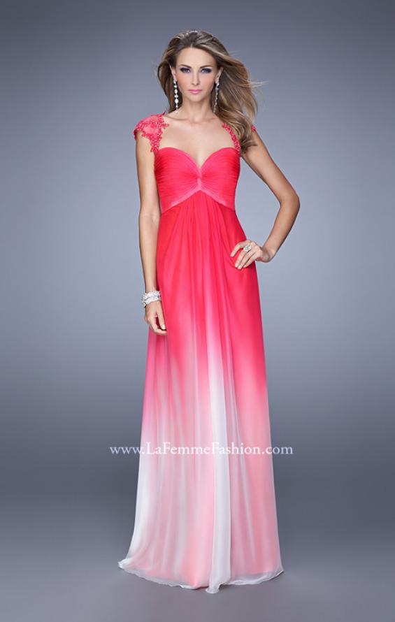 Picture of: Long Ombre Chiffon Gown with Ruched Empire Waist in Pink, Style: 20444, Detail Picture 1