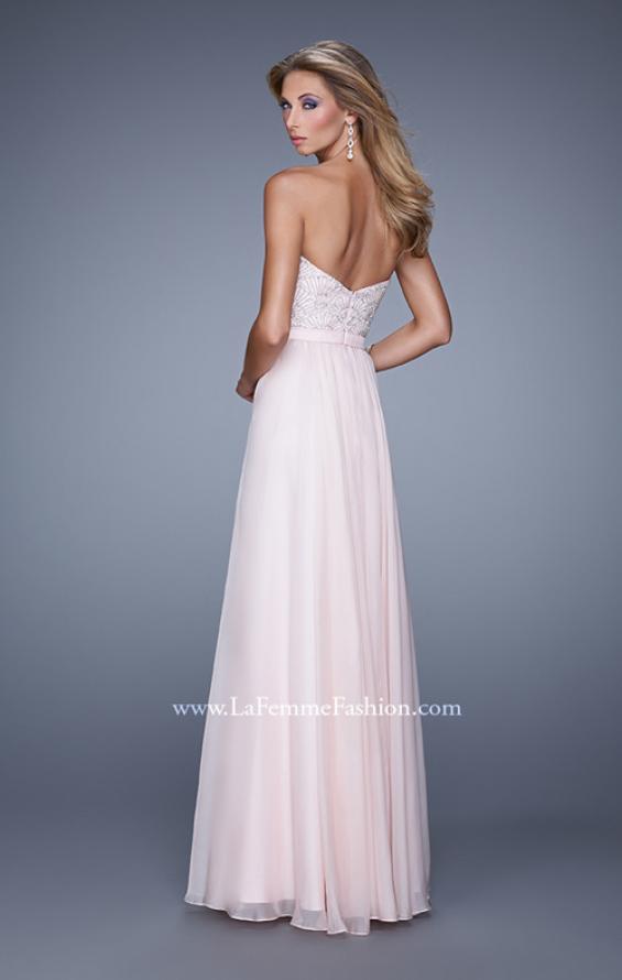 Picture of: Long Strapless Chiffon Prom Gown with Embellishments in Pink, Style: 20447, Back Picture