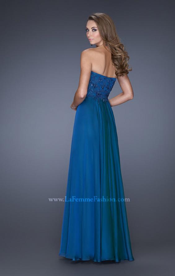 Picture of: Long Prom Gown with Jeweled Lace Accents on the Waist in Blue, Style: 20449, Back Picture