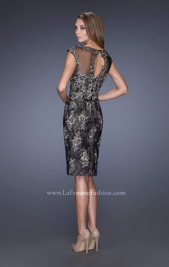 Picture of: Two Tones Lace Evening Dress with Lace Trim in Black, Style: 20465, Back Picture