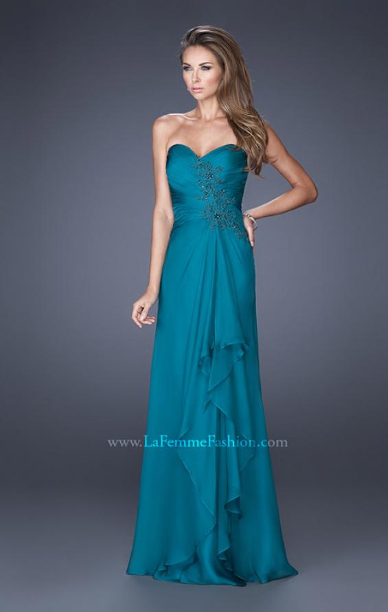 Picture of: Sweetheart Evening Gown with Gathered Bodice and Lace in Blue, Style: 20479, Main Picture