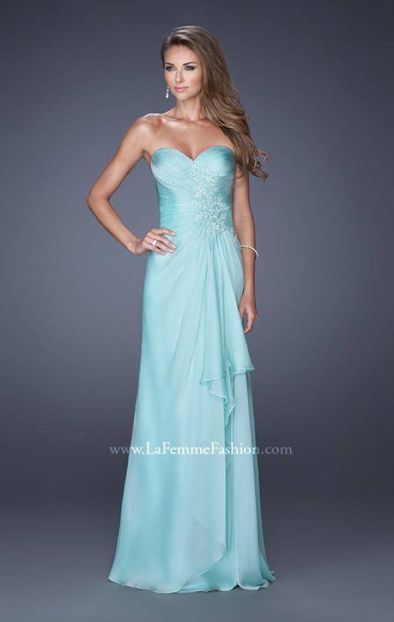Picture of: Sweetheart Evening Gown with Gathered Bodice and Lace in Blue, Style: 20479, Detail Picture 3