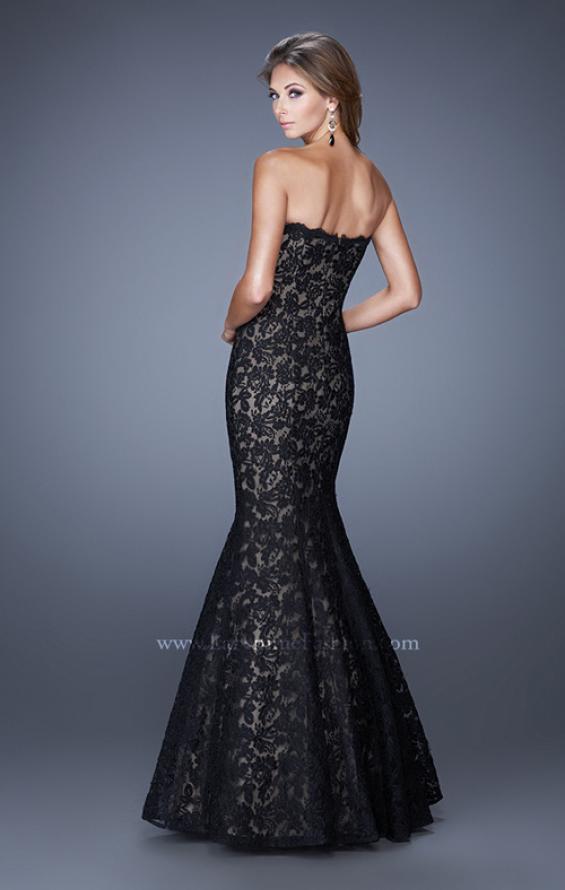 Picture of: Lace Mermaid Gown with Scalloped Lace Trim in Black, Style: 20570, Back Picture