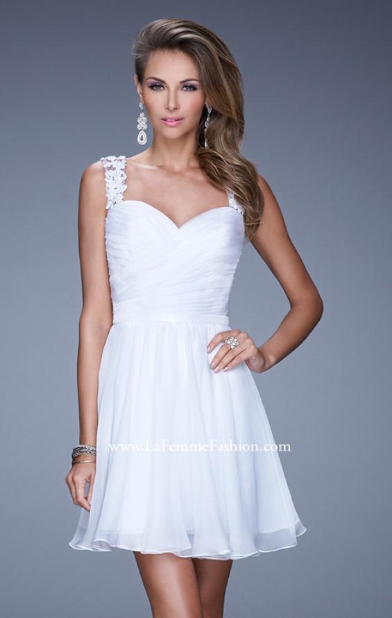 Picture of: Prom Dress with Gathered Bodice and Lace Open Back in White, Style: 20590, Detail Picture 2