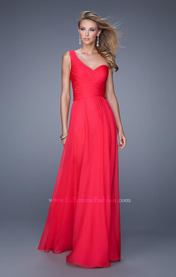 Picture of: Long One Shoulder Prom Gown with Criss Cross Bodice in Pink, Style: 20639, Detail Picture 6