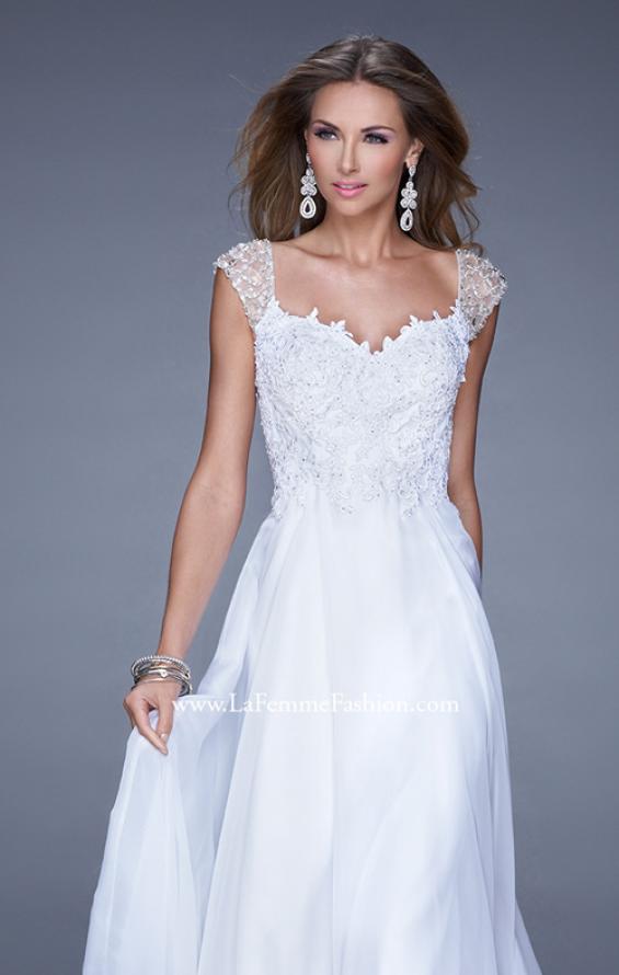 Picture of: Beaded Lace Sweetheart Prom Dress with Sheer Straps in White, Style: 20701, Detail Picture 7