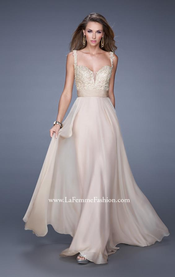 Picture of: Long Chiffon Prom Gown with Sweetheart Neckline in Nude, Style: 20709, Detail Picture 3