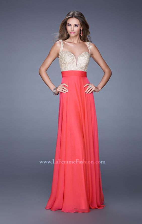 Picture of: Long Chiffon Prom Gown with Sweetheart Neckline in Red, Style: 20709, Detail Picture 4