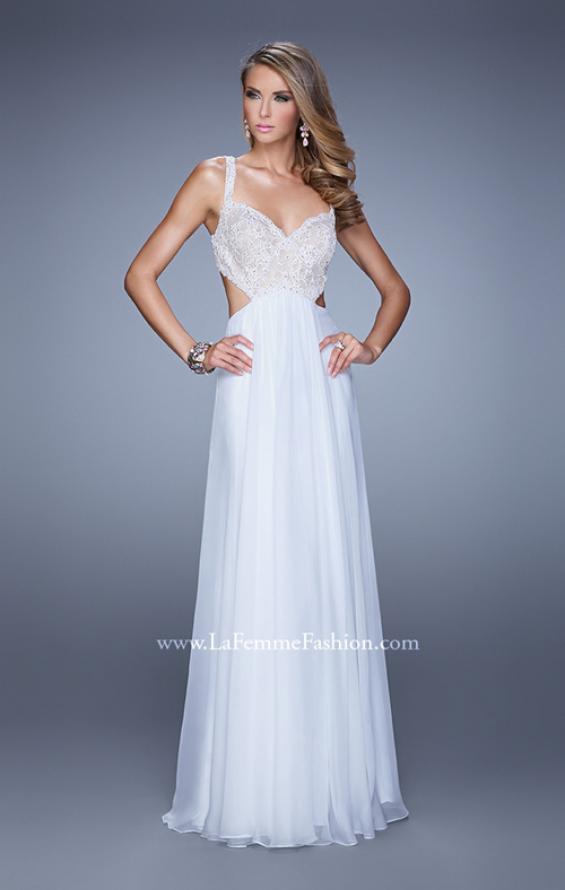 Picture of: Sparkling Lace Bodice Chiffon Long Prom Dress in White, Style: 20710, Detail Picture 3