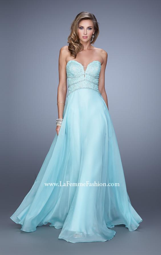 Picture of: Embellished Strapless Gown with Sweetheart Neck in Aqua, Style: 20743, Detail Picture 1