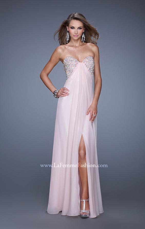 Picture of: Strapless Chiffon Dress with Embellished Back Straps in Pink, Style: 20784, Detail Picture 4