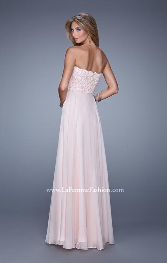 Picture of: Strapless Chiffon Dress with Sweetheart Neck and Ruching in Pink, Style: 20815, Back Picture