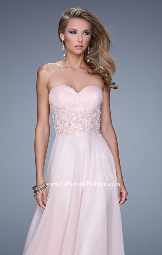 Picture of: Strapless Chiffon Dress with Sweetheart Neck and Ruching in Pink, Style: 20815, Detail Picture 5