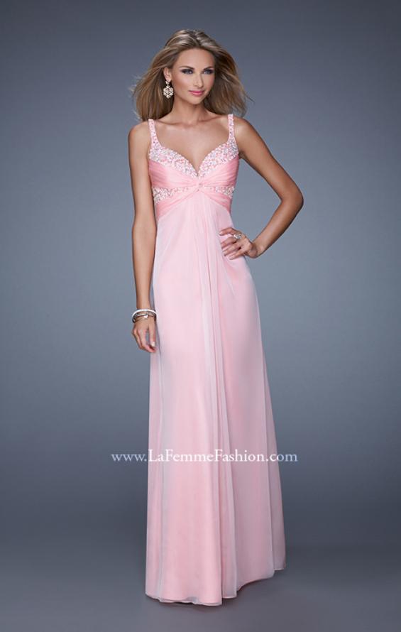 Picture of: Long Chiffon Prom Dress with Gathered Knot Detailing in Pink, Style: 20978, Main Picture