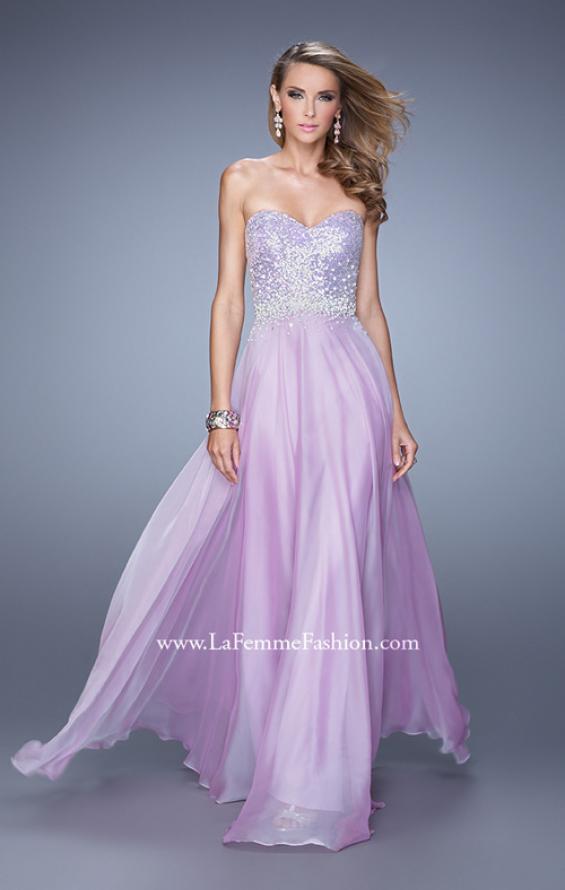 Picture of: Sequined Bodice Long Chiffon Prom Dress in Wisteria, Style: 20985, Detail Picture 2