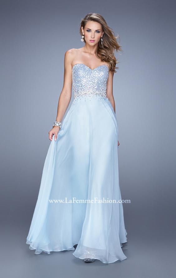 Picture of: Sequined Bodice Long Chiffon Prom Dress in Blue, Style: 20985, Detail Picture 4