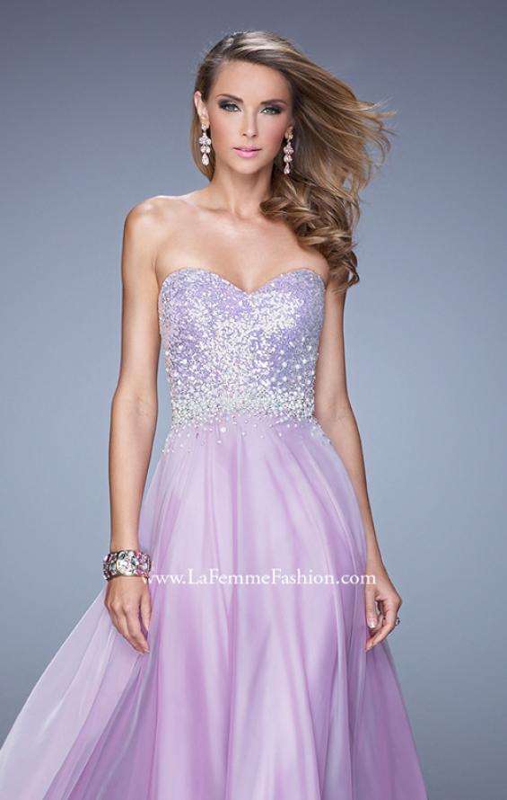 Picture of: Sequined Bodice Long Chiffon Prom Dress in Wisteria, Style: 20985, Detail Picture 5
