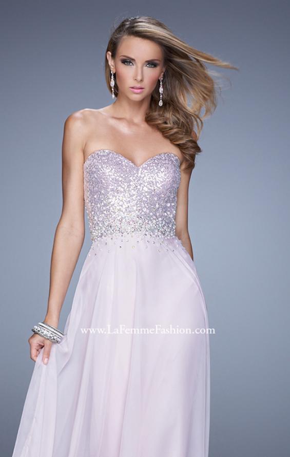 Picture of: Sequined Bodice Long Chiffon Prom Dress in Pink, Style: 20985, Detail Picture 6