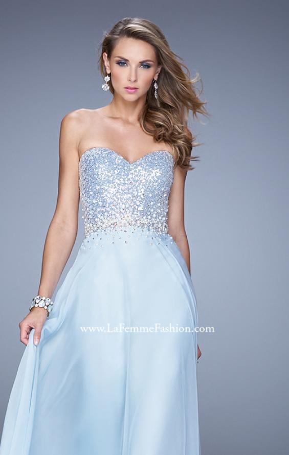Picture of: Sequined Bodice Long Chiffon Prom Dress in Blue, Style: 20985, Detail Picture 7