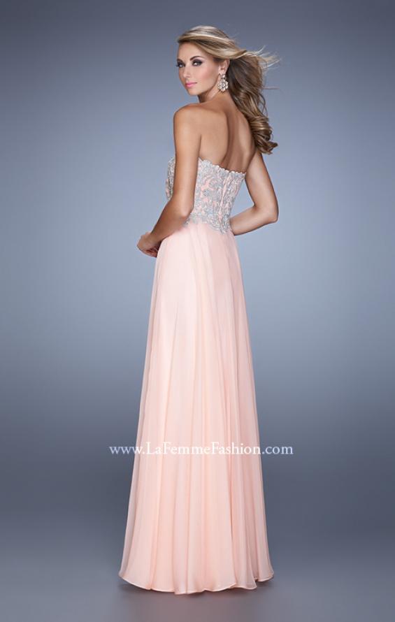 Picture of: Strapless Prom Gown with Shimmery Embroidery in Pink, Style: 21002, Back Picture